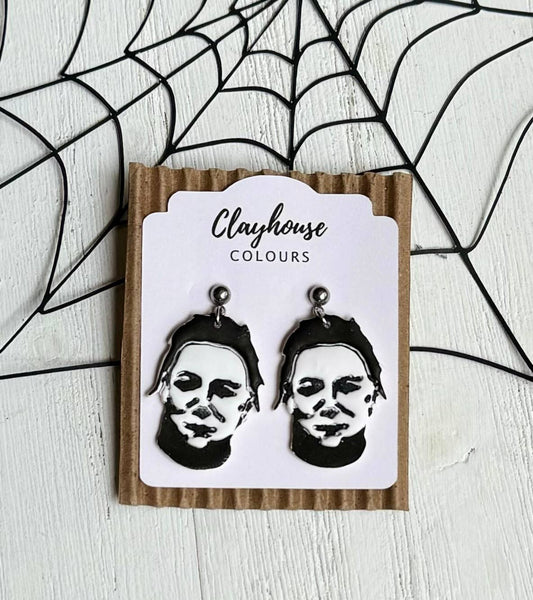 Michael Meyers Face Clay Earrings