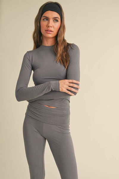 Charcoal Fitted Long Sleeve Top