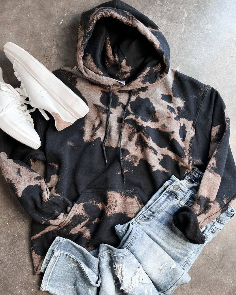 Bleached Black Hooded Sweatshirt