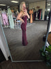 Burgundy Rhinestone Mesh Mermaid Dress