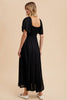 Black Linen Tencel Flutter Sleeve Maxi Dress