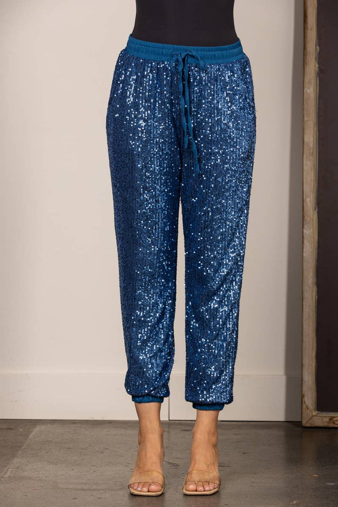 Blue Sequin Joggers