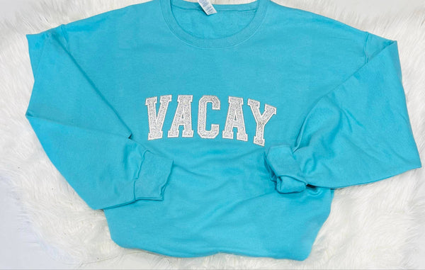 Blue Vacay Glitter Sweatshirt