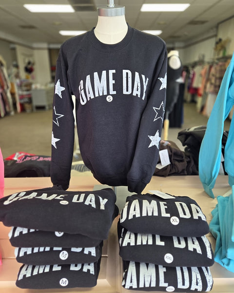 Black Game Day Star Sleeves Sweatshirt