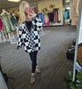 Black Oversized Checkered Cardigan