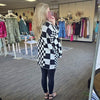 Black Oversized Checkered Cardigan