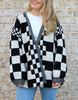 Black Oversized Checkered Cardigan