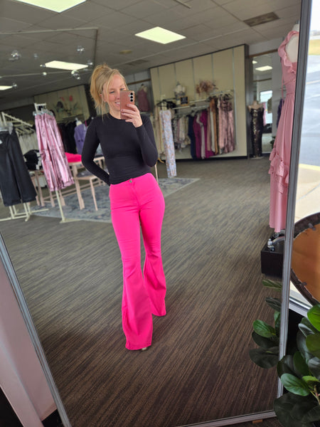 Neon Pink Stretchy Bell Bottoms